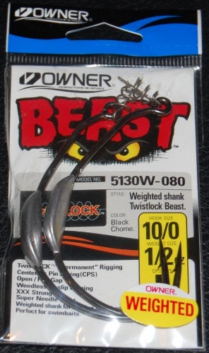 Owner WEIGHTED BEAST with TWISTLOCK Size 10/0 Hook 1/2 oz Weight