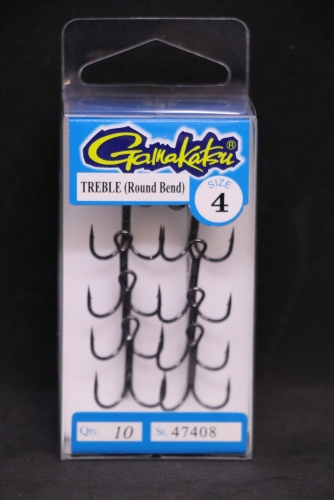 Gamakatsu Round Bend Treble Hooks NS Black Size 4 Jagged Tooth Tackle