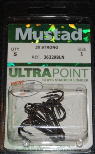 Mustad 36329NP-BN Elite Treble Hooks Size 1 Jagged Tooth Tackle