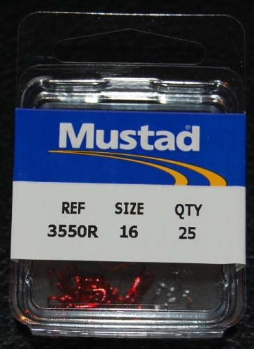 Mustad 3551-RB Red Treble Hooks Size 16 Jagged Tooth Tackle