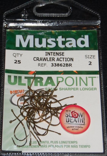 Mustad 33862NP-BR Bronze Slow Death Hooks Size 2 Jagged Tooth Tackle