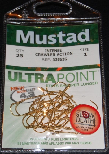 Mustad 33862NP-GL Gold Slow Death Hooks Size 1 Jagged Tooth Tackle