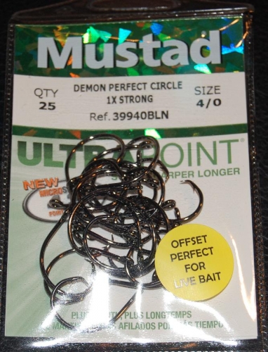 Mustad 39940NP-BN Demon Perfect Circle Hooks Size 4/0 Jagged Tooth