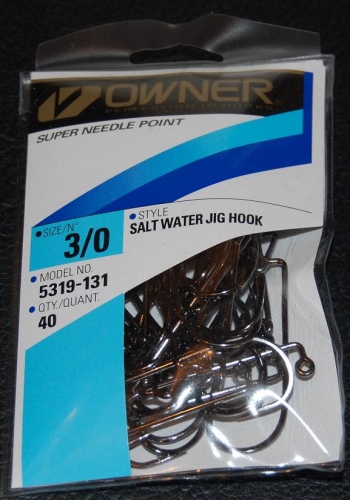 Owner 5319 3X 90 degree jig hooks Size 3/0 Jagged Tooth Tackle