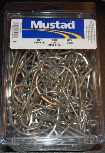 Mustad 34081-DT Duratin O'Shaughnessy Large Ring Hooks - Size 10/0