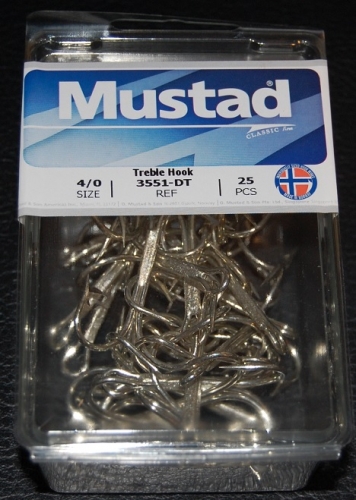 Mustad 3551-DT Duratin Treble Hooks Size 4/0 Jagged Tooth Tackle