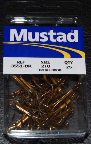 Mustad 3551-BR Bronze Treble Hooks Size 2/0 Jagged Tooth Tackle