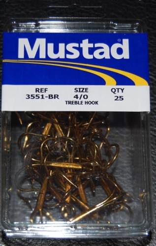 Mustad 3551-BR Bronze Treble Hooks Size 4/0 Jagged Tooth Tackle