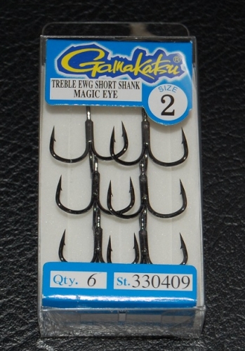Gamakatsu 330 Short Shank Extra Wide Gap Treble Hooks Size 2