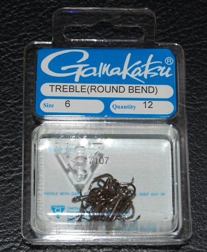 Gamakatsu 471 Bronze Round Bend Treble Hooks Size 6 Jagged Tooth