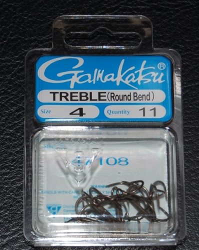 Gamakatsu 471 Bronze Round Bend Treble Hooks Size 4 Jagged Tooth Tackle