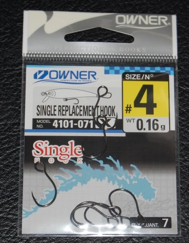 Owner 4101 Single Replacement Hook X-Strong Size 4 Jagged Tooth Tackle