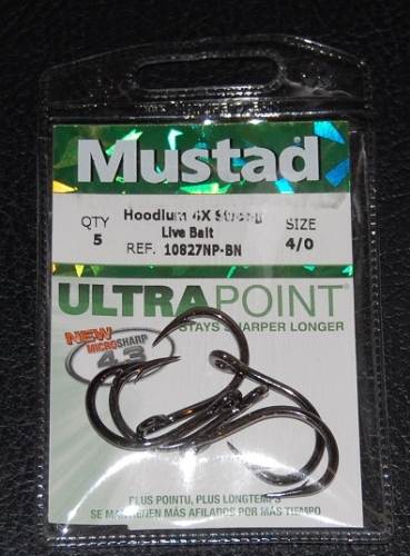 Mustad Hoodlum 10827NP-BN Live Bait Hooks Size 4/0 Jagged Tooth Tackle