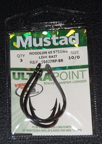 Mustad Hoodlum 10827NP-BN Live Bait Hooks Size 10/0 Jagged Tooth Tackle
