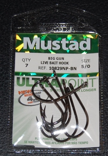 Mustad 10829NP-BN Big Gun 2x Bait Hooks Size 5/0 Jagged Tooth Tackle