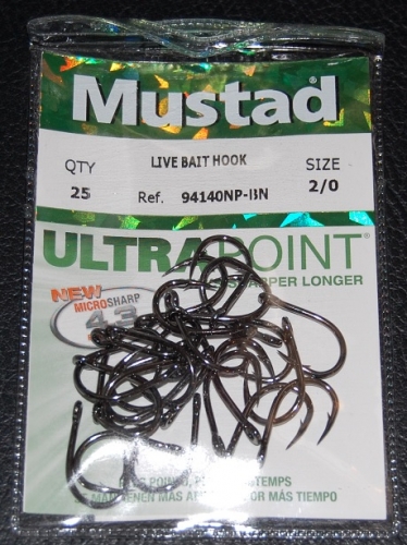 Mustad 94140NP-BN Live Bait Hooks Size 2/0 Jagged Tooth Tackle