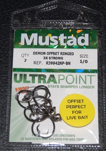 Mustad R39942 Ultra Point Ringed Circle Hooks Size 1/0 Jagged Tooth Tackle