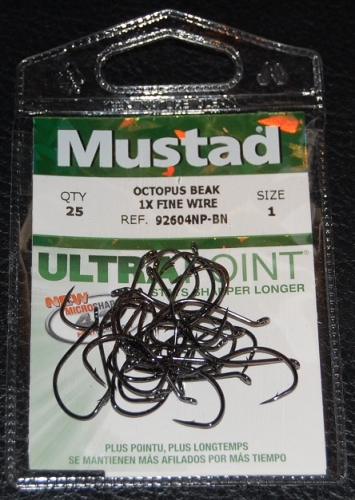 Mustad 92604NP-BN Ultra Point Octopus Beak Hooks Size 4 Jagged Tooth Tackle