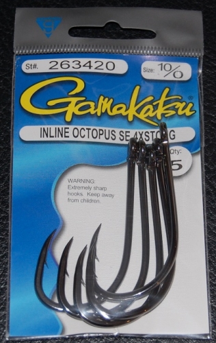 Gamakatsu 4X Strong Straight Eye Inline Octopus Circle Hooks - 3/0
