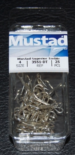 Mustad 3551-DT Duratin Treble Hooks Size 4 Jagged Tooth Tackle