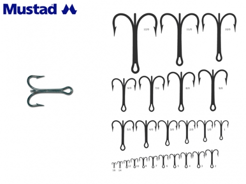 Mustad 3551-DT Duratin Treble Hooks Size 2/0 Jagged Tooth Tackle