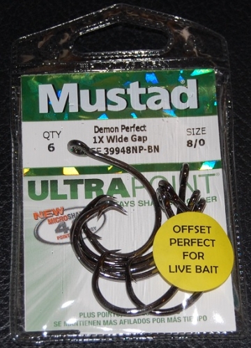 Mustad 39948NP-BN Wide Gap Size 8/0 Circle Hook Jagged Tooth Tackle