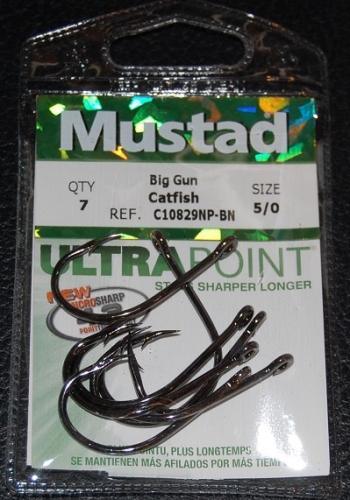 Mustad C10829NP-BN Big Gun Catfish Hooks Size 5/0 Jagged Tooth Tackle