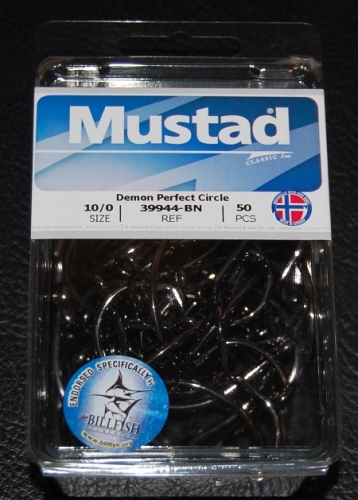 Mustad 39944-BN Classic In-Line Circle Hook Size 10/0 Jagged Tooth Tackle
