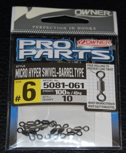 Owner Micro Hyper Swivels - Barrel Type Size 6 from Jagged Tooth Tackle