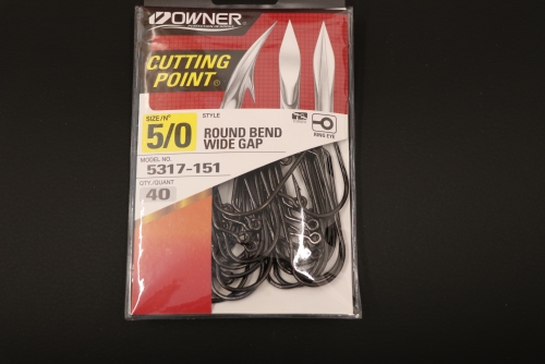 Owner 5317 60° Round Bend Wide Gap Jig Hooks Size 5/0 Jagged Tooth