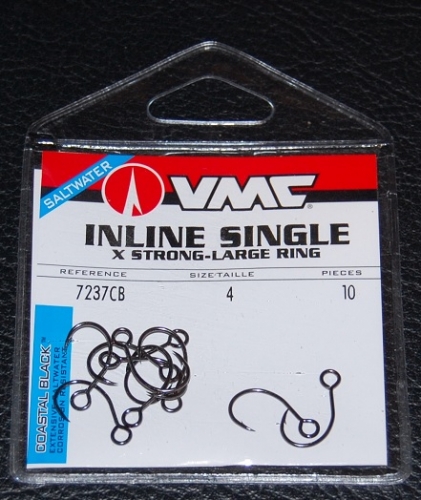 VMC 7237 Inline Single Hooks Size 4 Jagged Tooth Tackle
