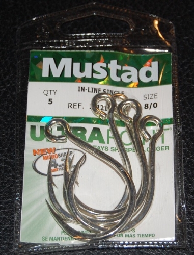1 Packet of Mustad 10121NPDT Kaiju In-Line Single Fishing Hooks