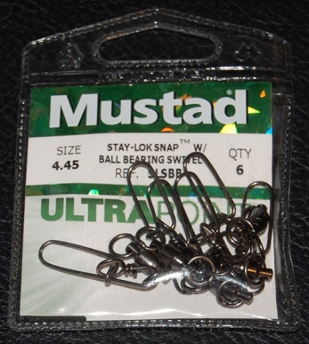 Mustad STAY-LOCK SNAP WITH BALL BEARING SWIVEL Size 4.45 Jagged Tooth Tackle