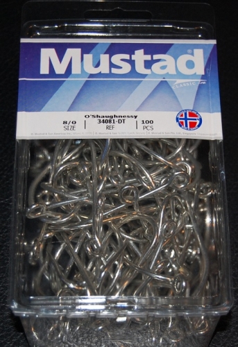 Mustad 34081-DT Duratin O'Shaughnessy Large Ring Hooks - Size 8/0