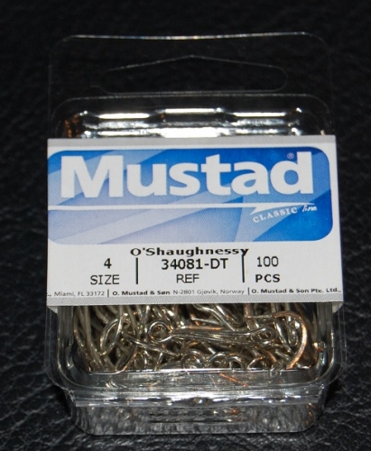 Mustad 34081-DT Duratin O'Shaughnessy Large Ring Hooks - Size 4