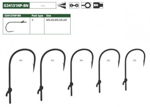 Mustad G34131NP-BN GRIP-PIN MAX Hooks Size 2/0 Jagged Tooth Tackle