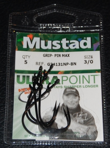 Mustad G34131NP-BN GRIP-PIN MAX Hooks Size 3/0 Jagged Tooth Tackle