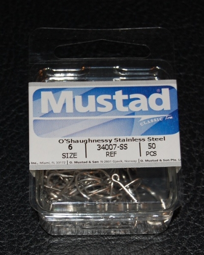 Mustad 34007-SS Stainless Steel O'Shaughnessy Hooks Size 6 Jagged Tooth  Tackle