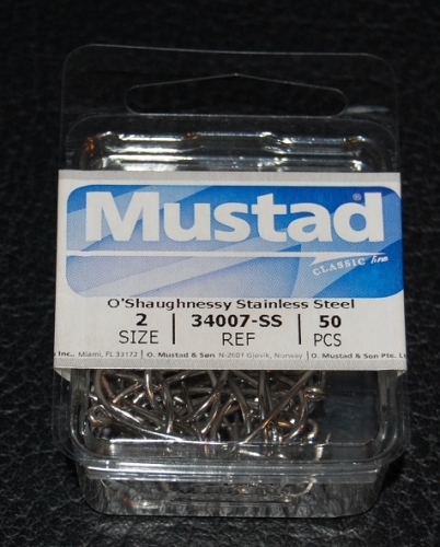 Mustad 34007-SS Stainless Steel O'Shaughnessy Hooks Size 2 Jagged Tooth  Tackle