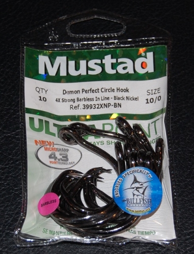 Mustad 39932XNP-BN Barbless 4X Strong Circle Hooks Size 10/0