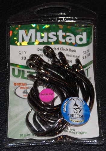 Mustad 39932XNP-BN Barbless 4X Strong Circle Hooks Size 11/0 Jagged Tooth  Tackle