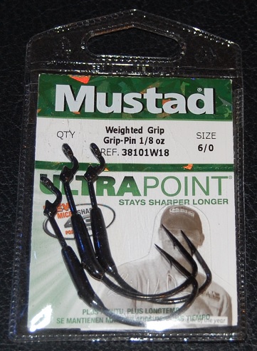 Mustad 38101W Weighted KVD Grip Pin Size 6/0 1/8 oz Jagged Tooth Tackle