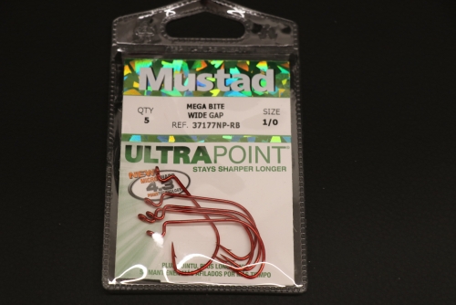 Mustad 10121NP-DT Kaiju Inline Single Hooks Size 1/0 Jagged Tooth Tackle