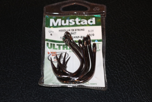 Mustad 10814NP-BN Hoodlum 5X Strong Live Bait Hooks Size 10/0 Jagged Tooth  Tackle