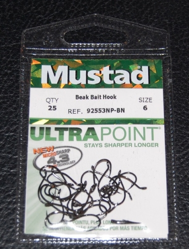 Mustad 92553NP-BN Octopus Beak Bait Hooks Size 6 Jagged Tooth Tackle