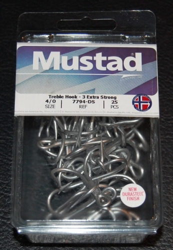 Mustad 7794-DS Durasteel 3X Treble Hooks Size 4/0 Jagged Tooth Tackle