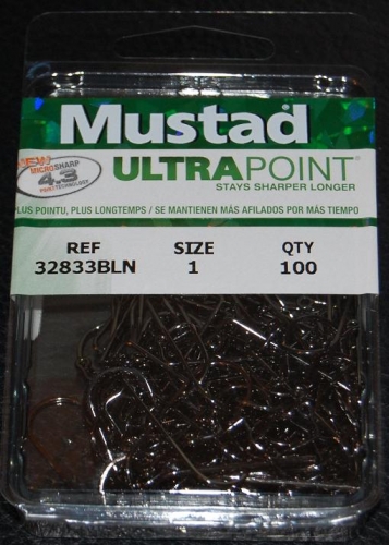 Mustad 32833NP-BN Ultra Point 2X Jig Hooks Size 1 Jagged Tooth Tackle