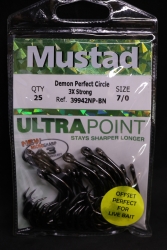 Mustad 39942NP-BN 3X Strong Circle Hooks Size 7/0 Jagged Tooth