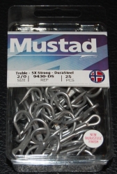 Mustad 9430-DS Durasteel 5X Treble Hooks Size 2/0 Jagged Tooth Tackle