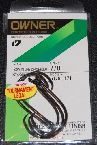 Owner 5179 SSW INLINE CIRCLE HOOKS Size 7/0 Jagged Tooth